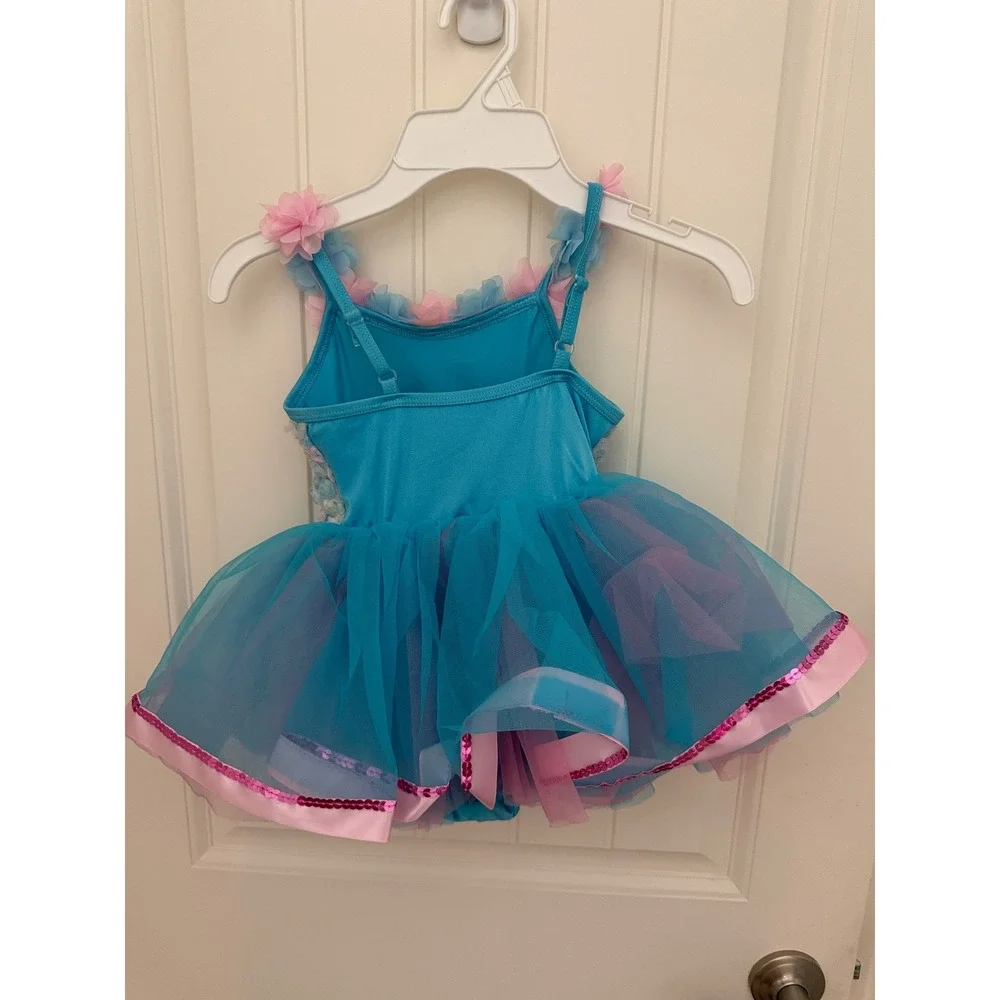 Layla's Dance Ballet Bouquet Sky Blue Floral‎ Tutu Costume XSC with Headband